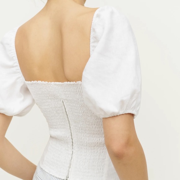REFORMATION RORY PUFF SLEEVE LINEN TOP - Picture 3 of 3